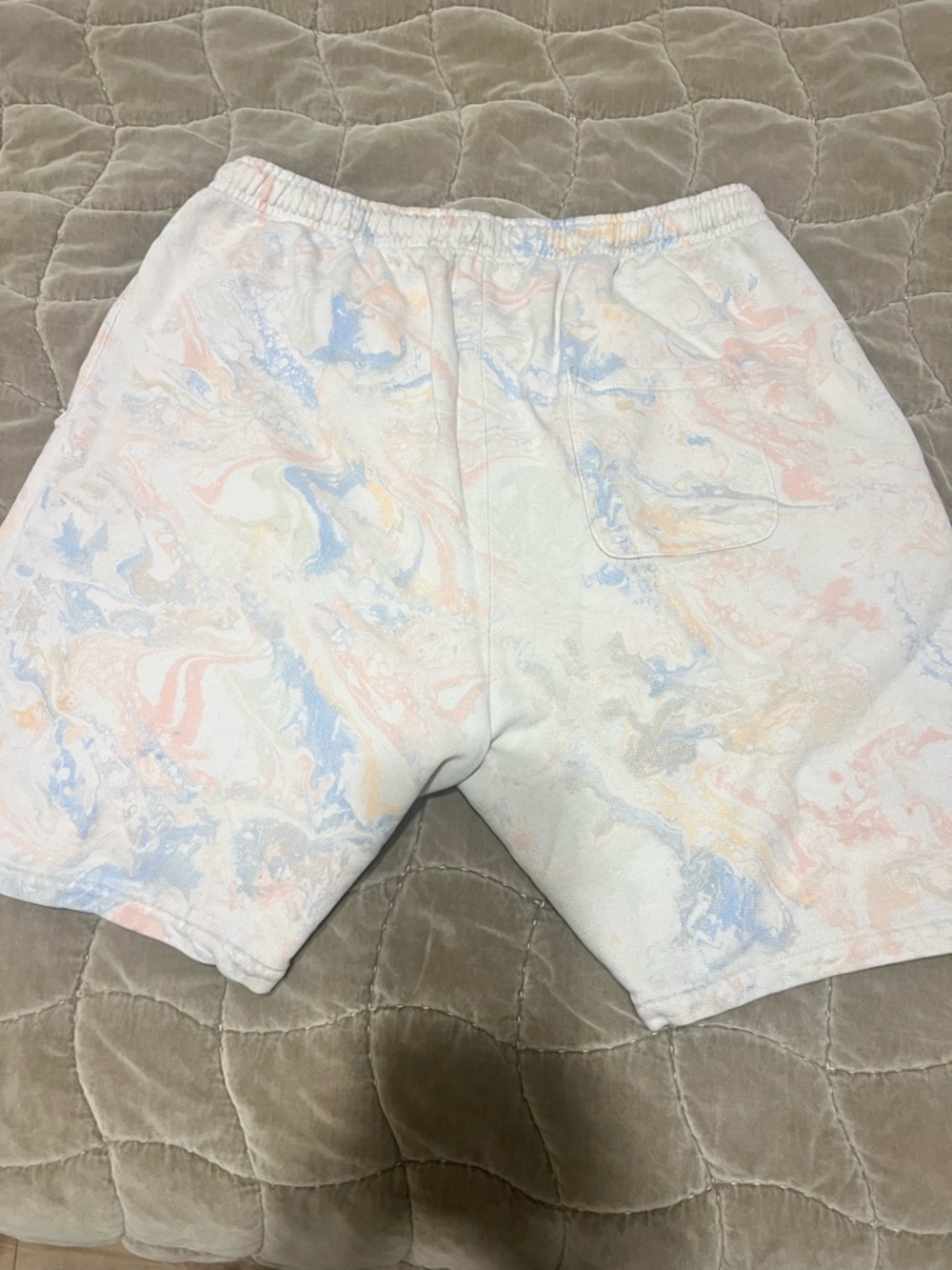 Camp High Collective Men's Marble-Print Drawstring Sweatshorts in Pastel - Picture 2 of 4
